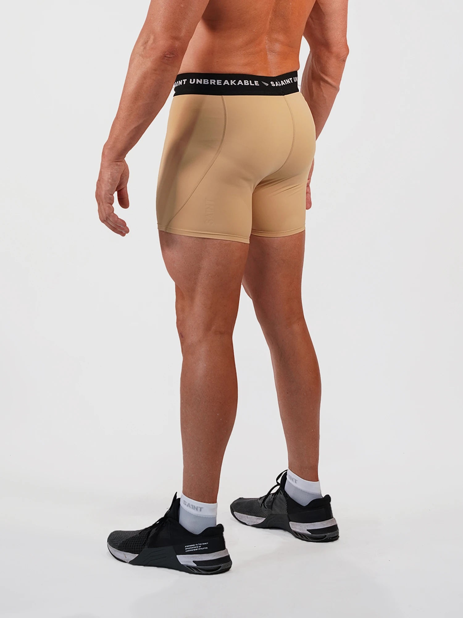 Mens Compression Game-Day 1/2 Shorts - Beige