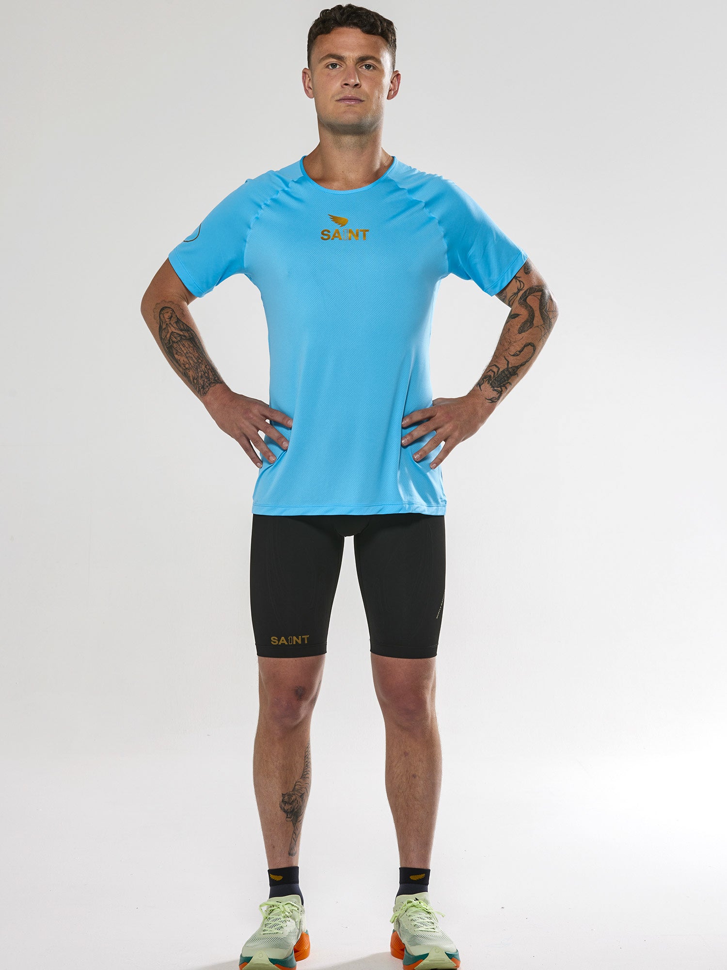 Men's P1 Elite Run Top - Light Blue