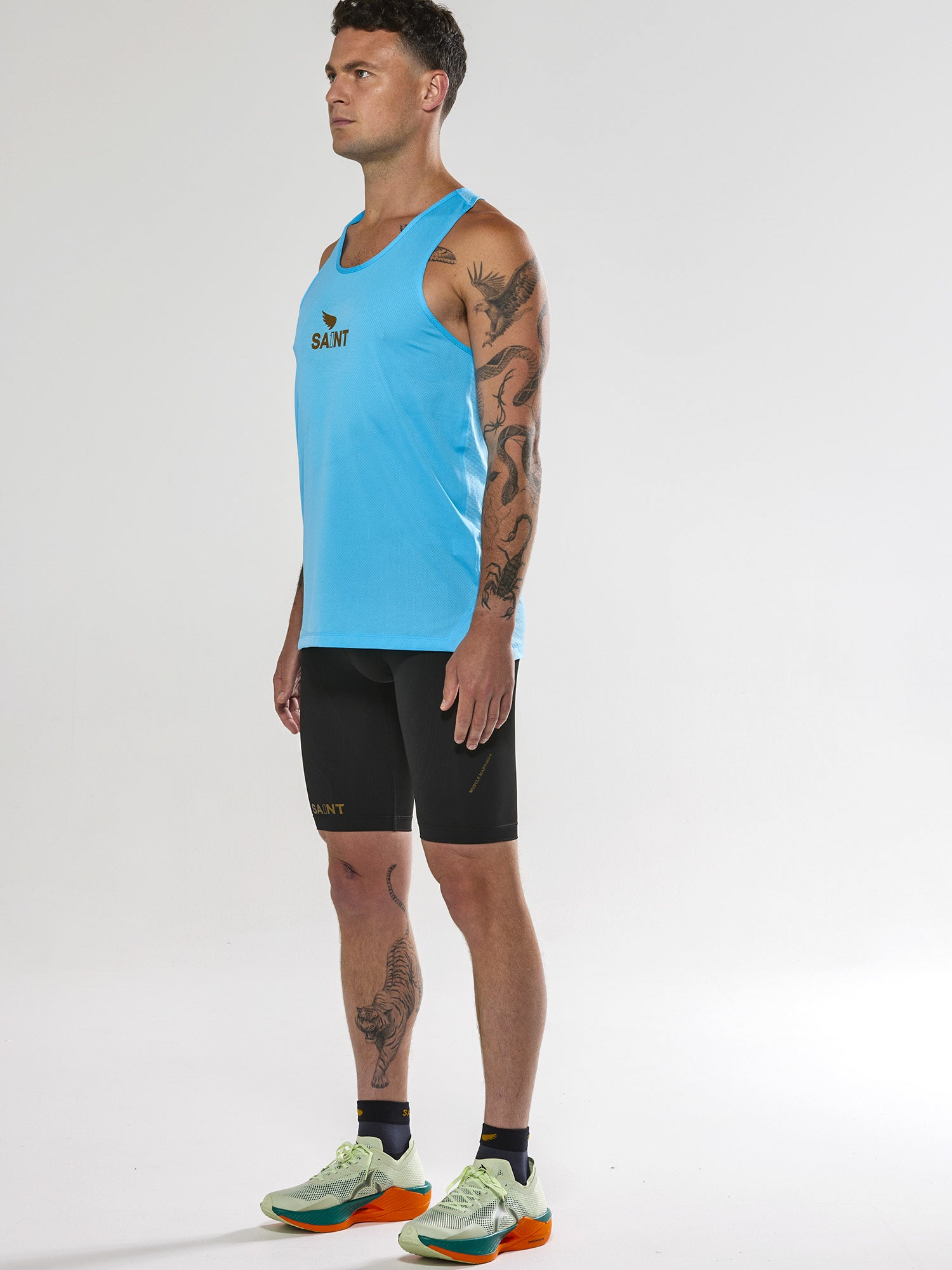 Men's P1 Elite Run Singlet - Light Blue