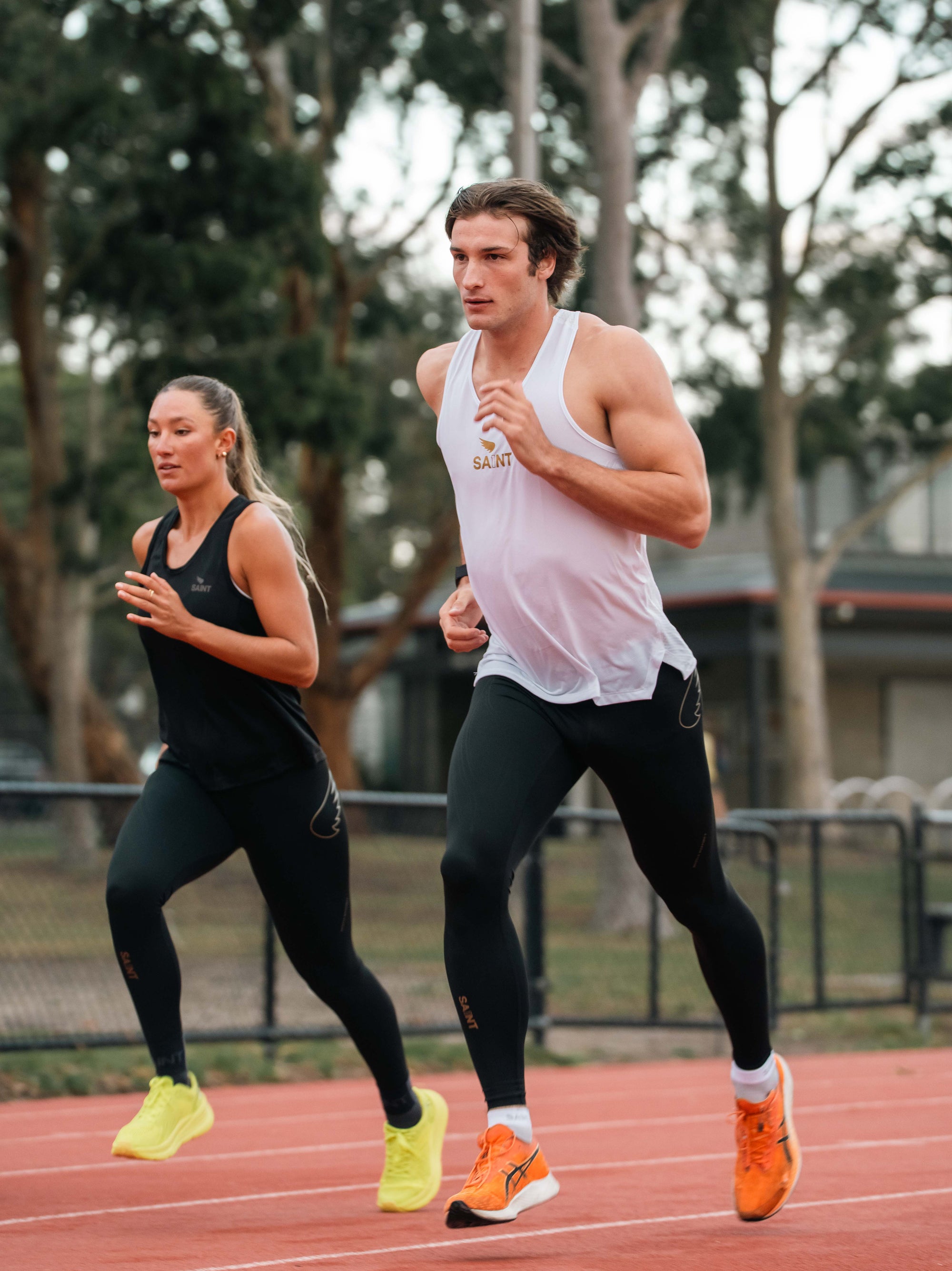 Male and Female running