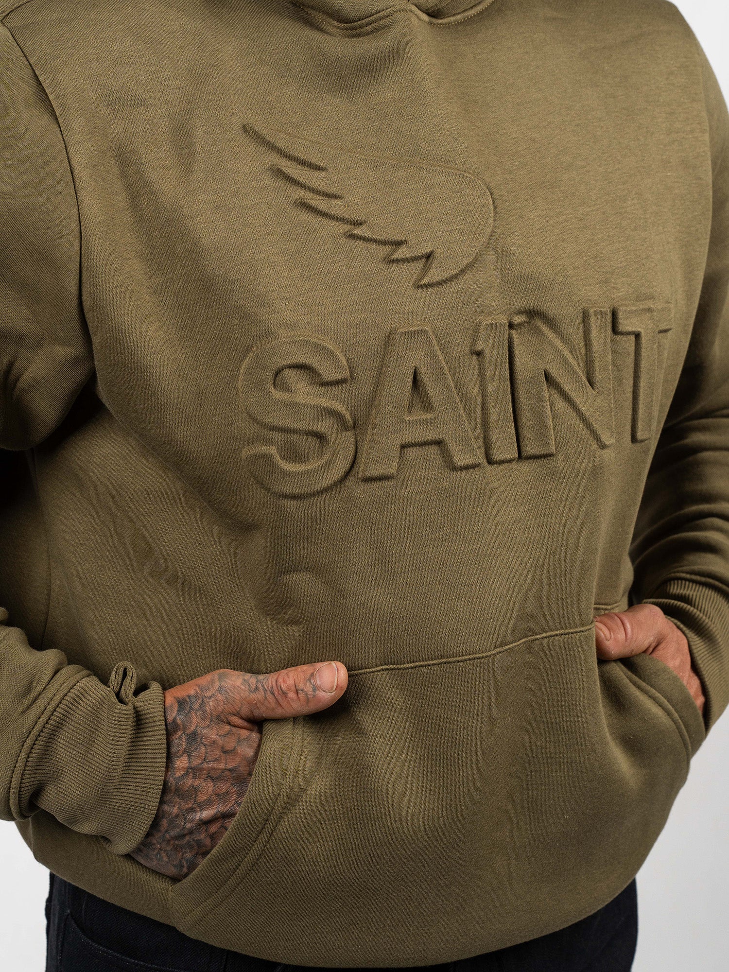 Embossed Cotton/Tencel Hoodie - Green