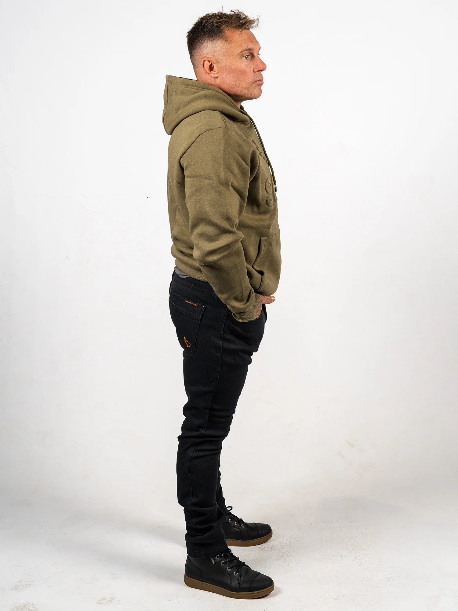 Embossed Cotton/Tencel Hoodie - Green