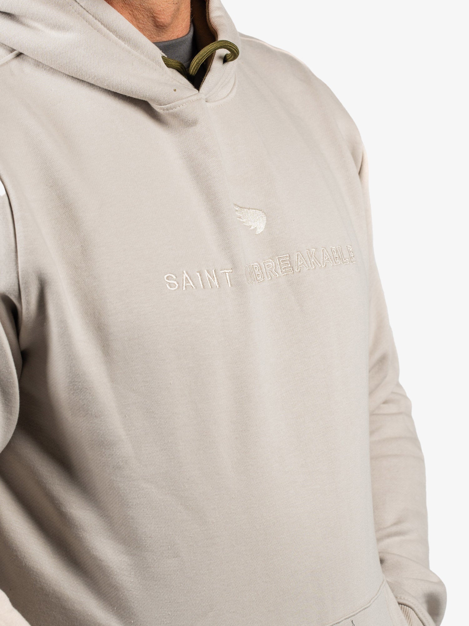 Embroidered Cotton/Tencel Hoodie - Stone