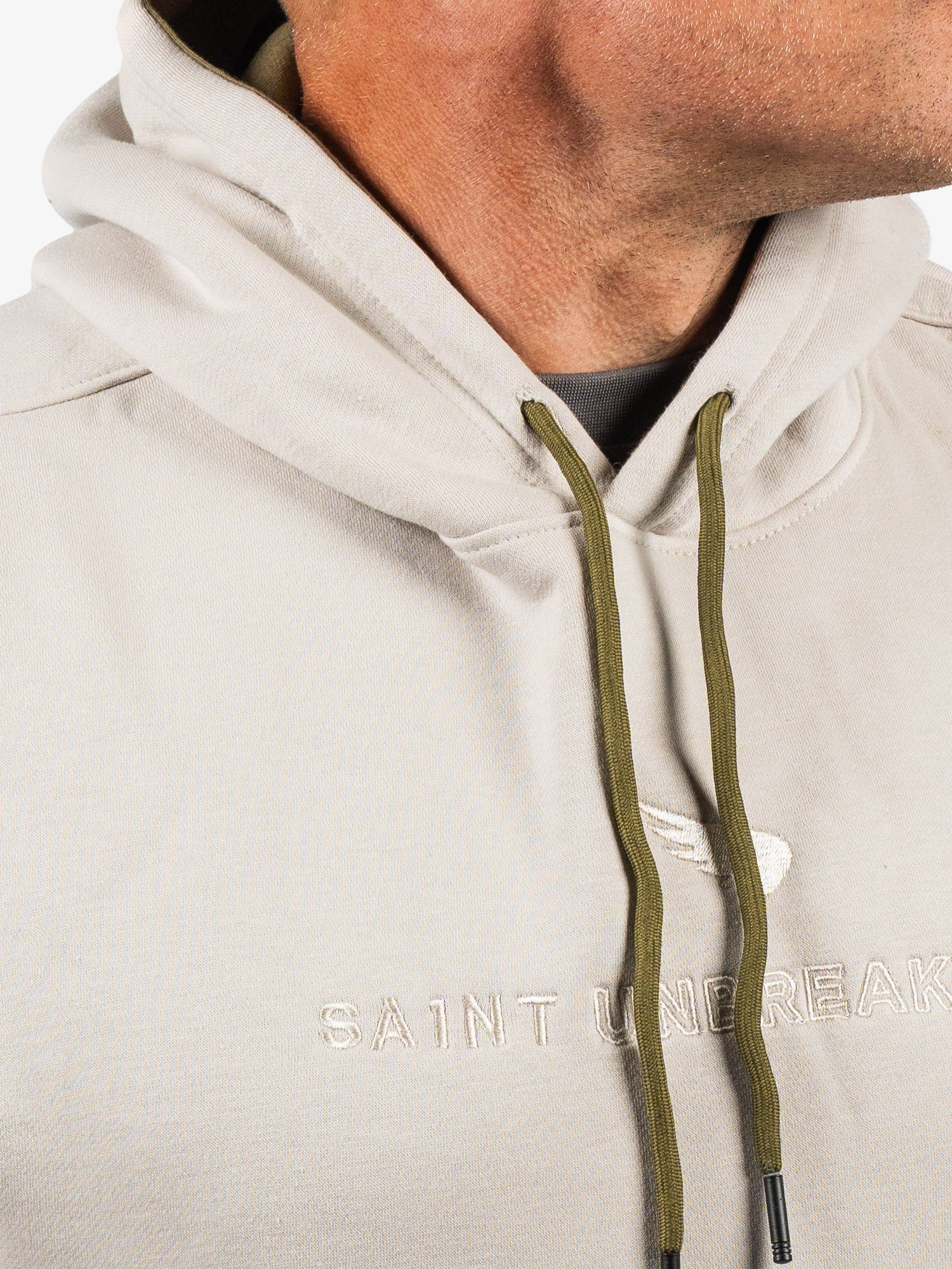 Embroidered Cotton/Tencel Hoodie - Stone