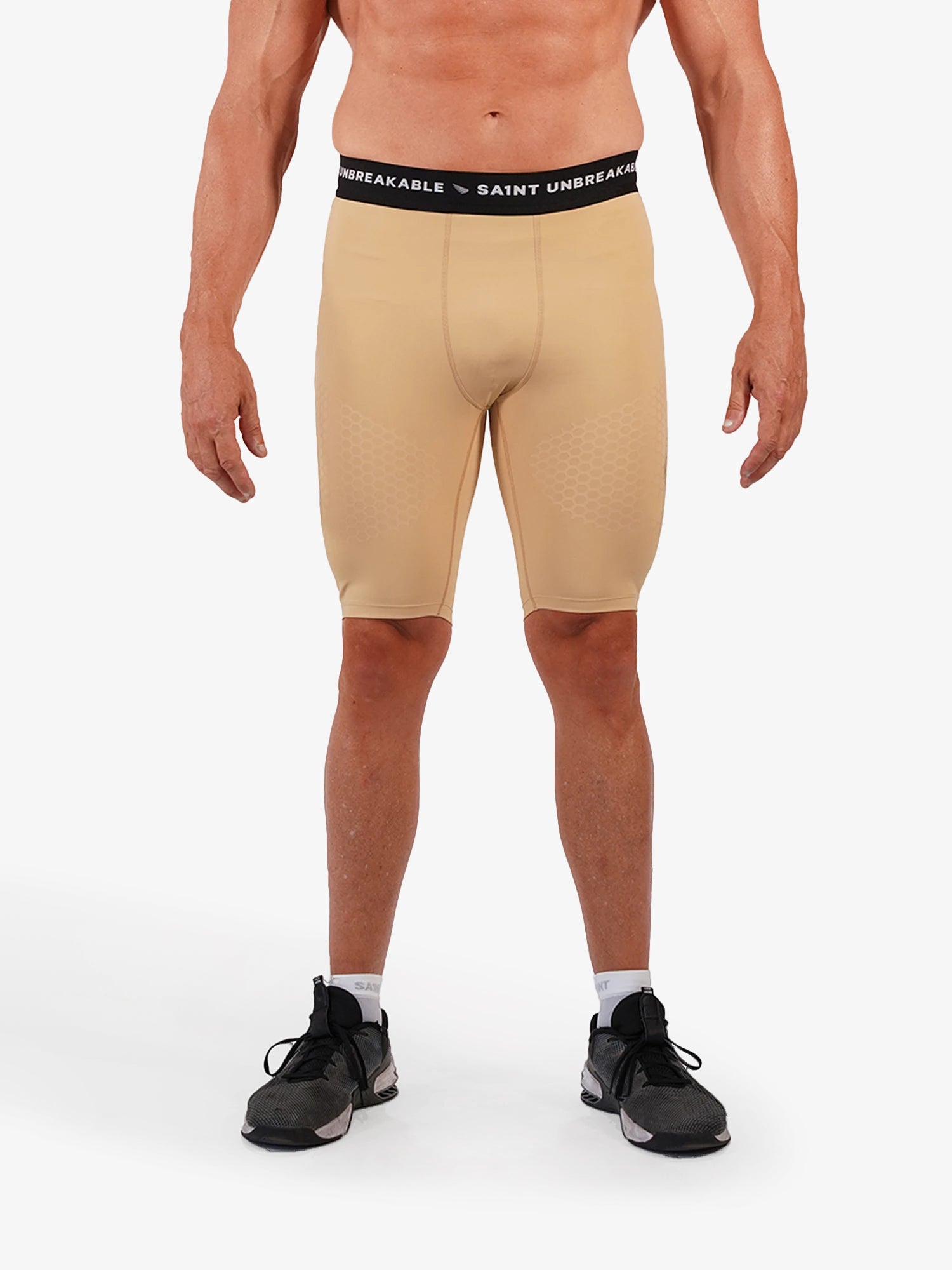 Mens Performance Compression Shorts - Beige