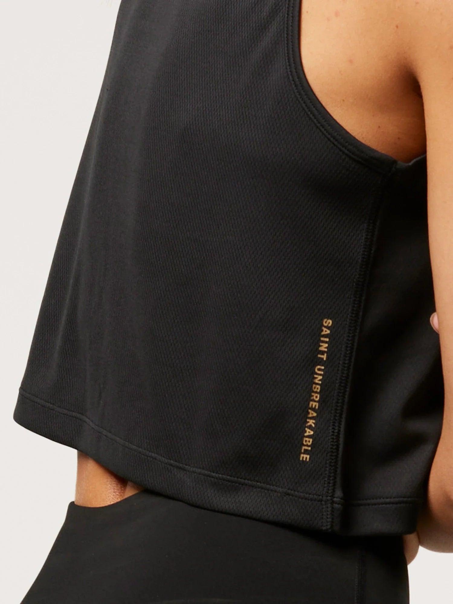 Women's Cropped Training Tank - Black | SA1NT LAYERS