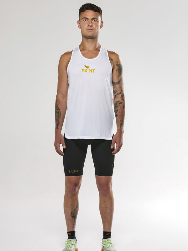 Men's P1 Elite Run Singlet - White
