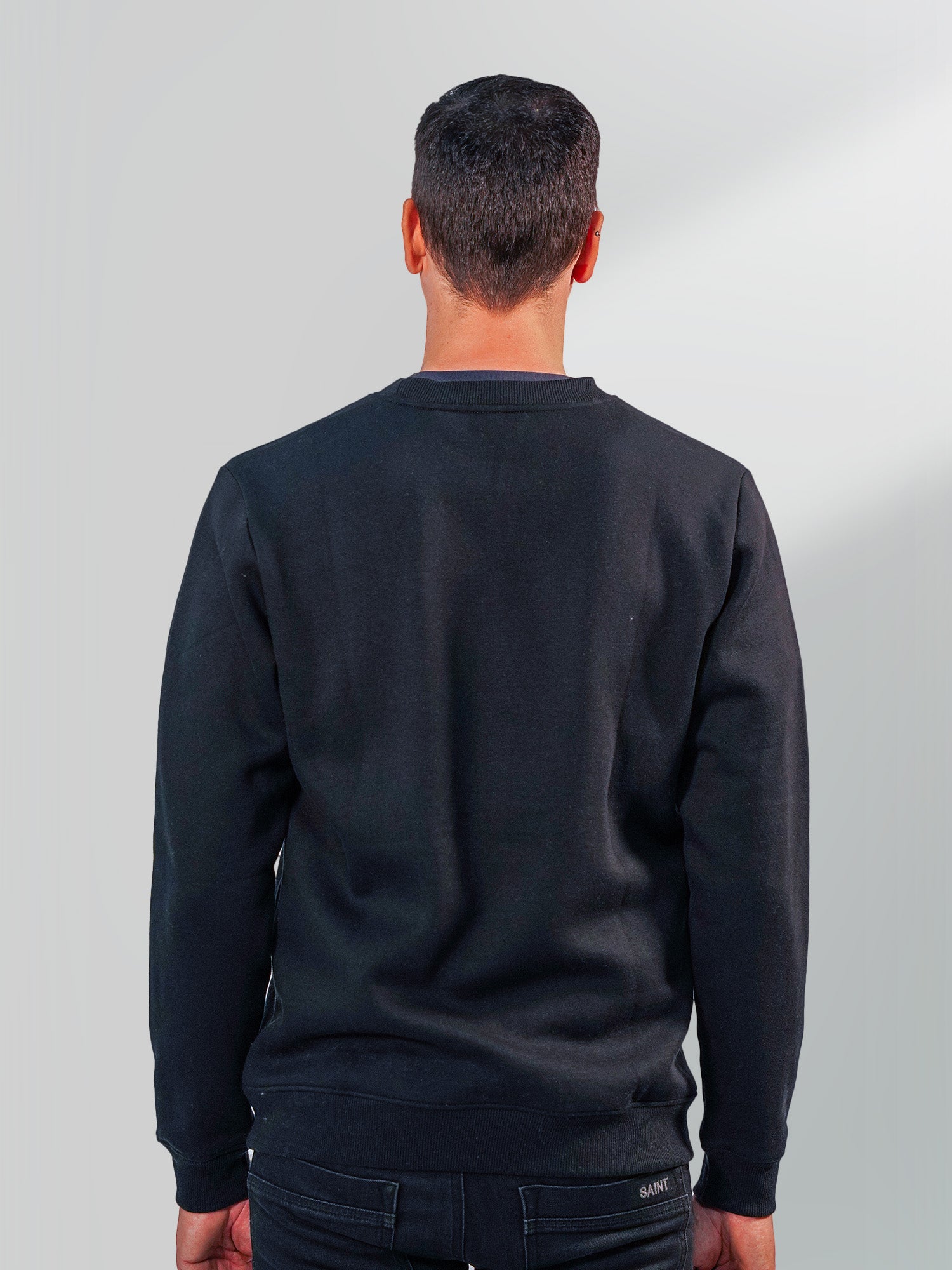 Embroidered Cotton/Tencel Crew - Black