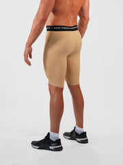 Mens 3/4 Compression Shorts - Beige