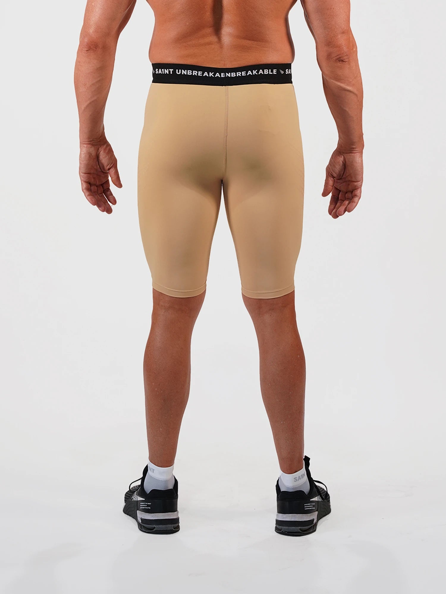Mens 3/4 Compression Shorts - Beige