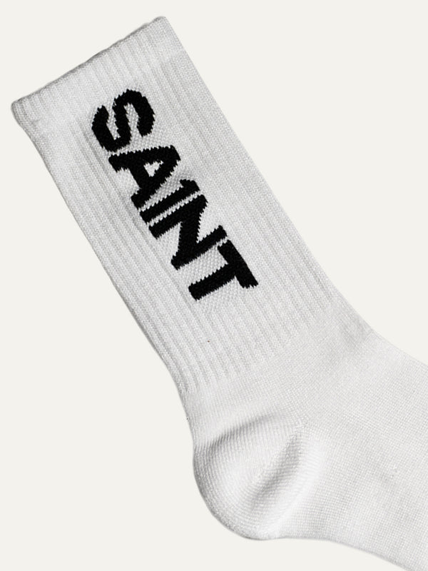 Unisex SA1NT Bamboo Crew Socks - White