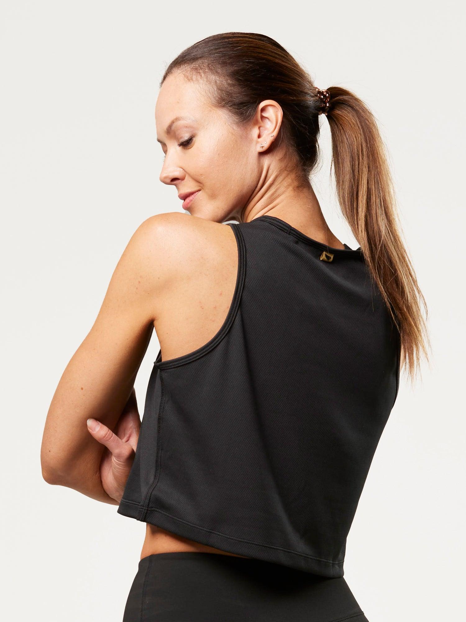 Women&#39;s Cropped Training Tank - Black | SA1NT LAYERS